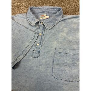 Faherty Men's 2XL Sun washed Polo Shirt Pocket Cotton Short Sleeve Blue‎ Beach